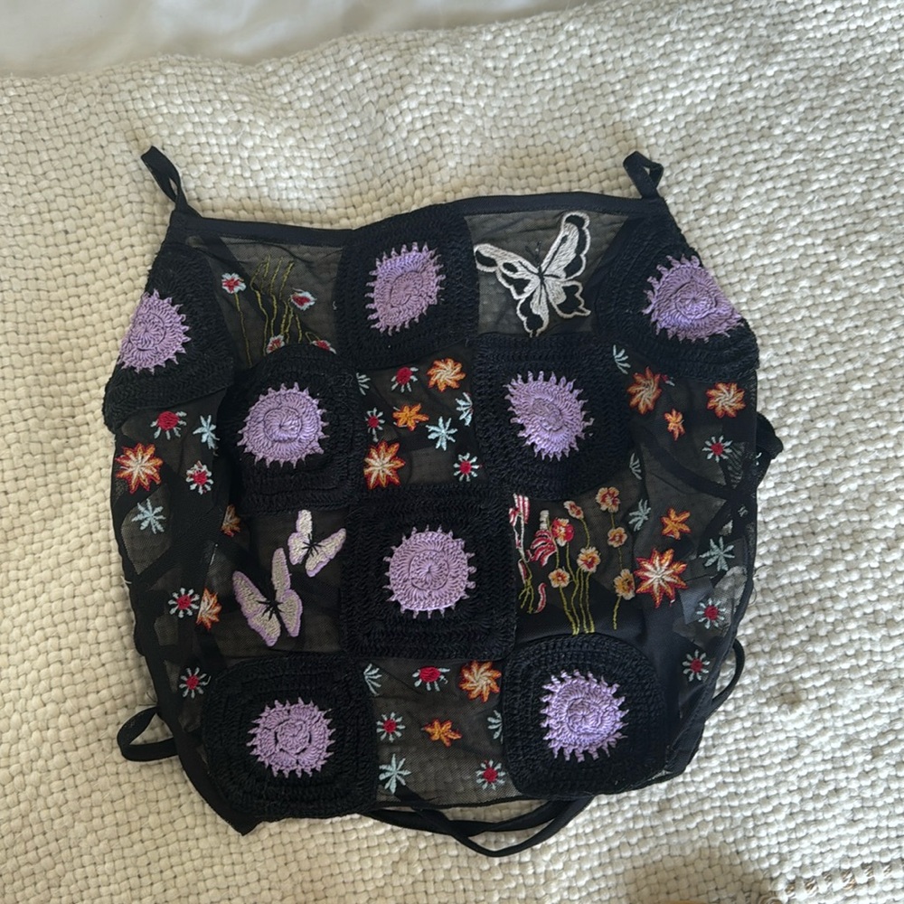 Urban outfitters mesh and crochet crop top